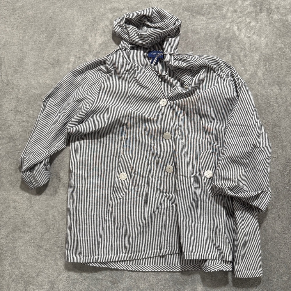 Jones & Co 2XL women’s  Hooded Jacket - Blue & White